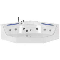 WHIRLPOOL-BADEWANNE mit LED 150x211x56 cm weiß Caceres - Weiß, Kunststoff (150/56/211cm) - Beliani