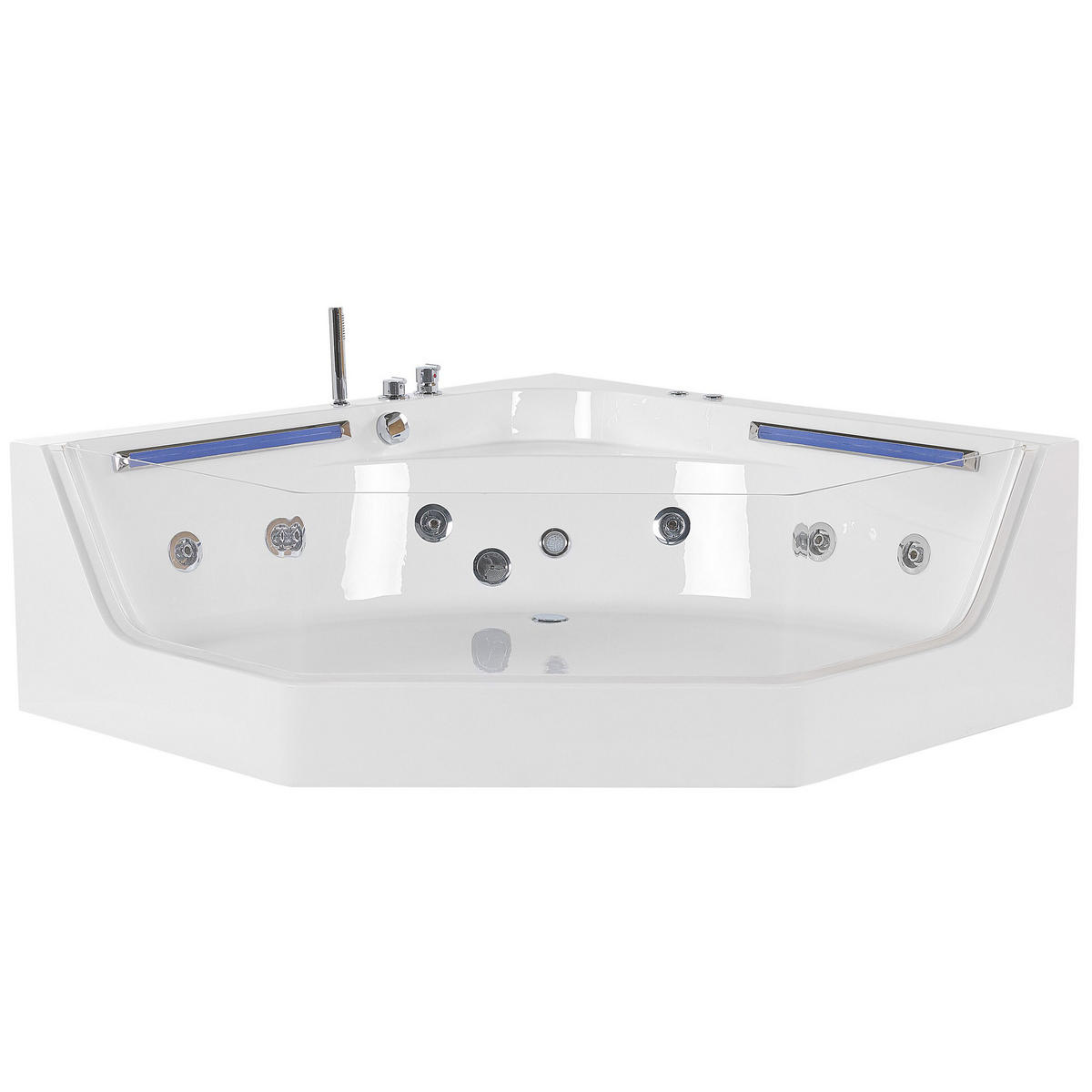WHIRLPOOL-BADEWANNE mit LED 150x211x56 cm weiß Caceres - Weiß, Kunststoff (150/56/211cm) - Beliani