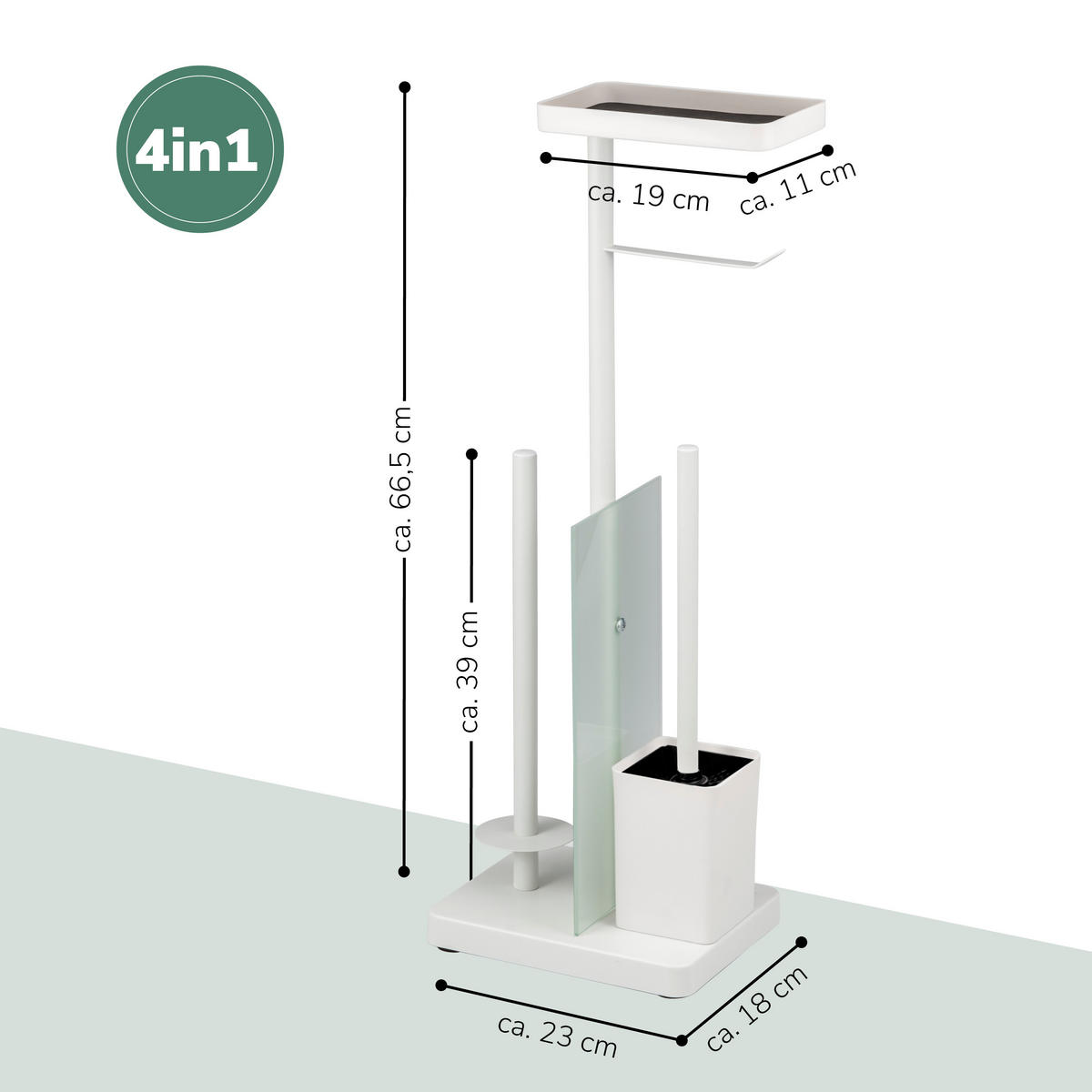 WC-GARNITUR, weiß - Weiß, Metall (23/66.5/18cm) - eluno