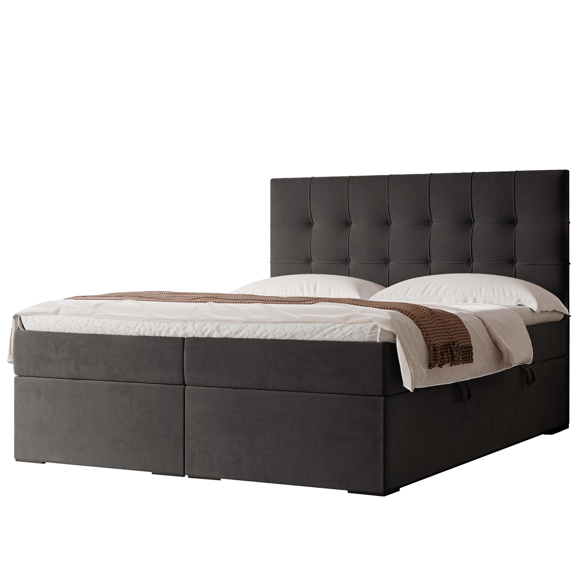 BOXBETT IMPERIAL 200/200 cm, in Schwarz, mit Matratze und Topper - Schwarz, Holzwerkstoff/Textil (200/200cm) - Idohome