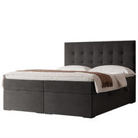 BOXBETT IMPERIAL 120/200 cm, in Schwarz, mit Matratze und Topper - Schwarz, Holzwerkstoff/Textil (120/200cm) - Idohome
