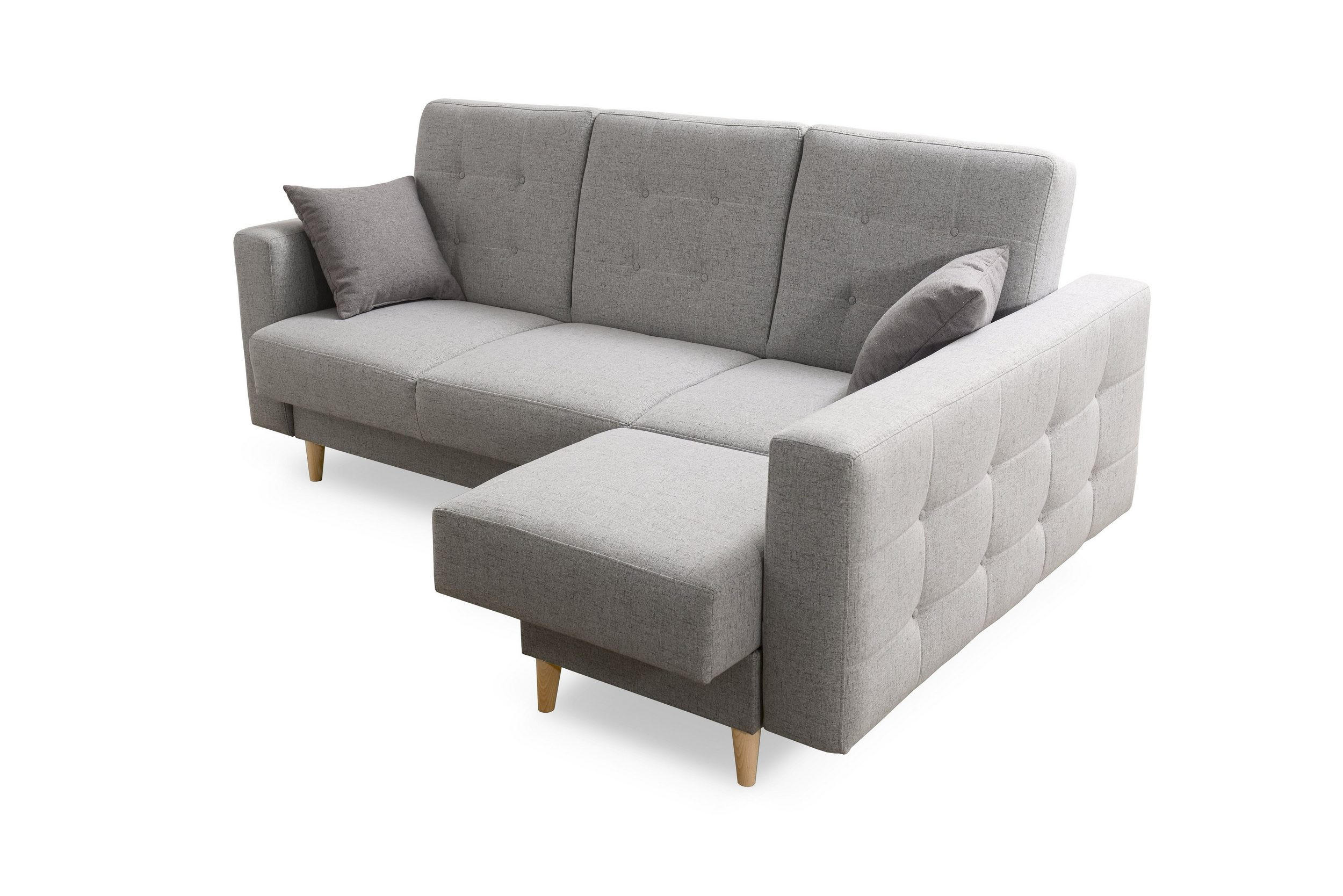 ECKSCHLAFSOFA HILTON Strukturstoff - Silberfarben, Textil (225/158cm) - Robin