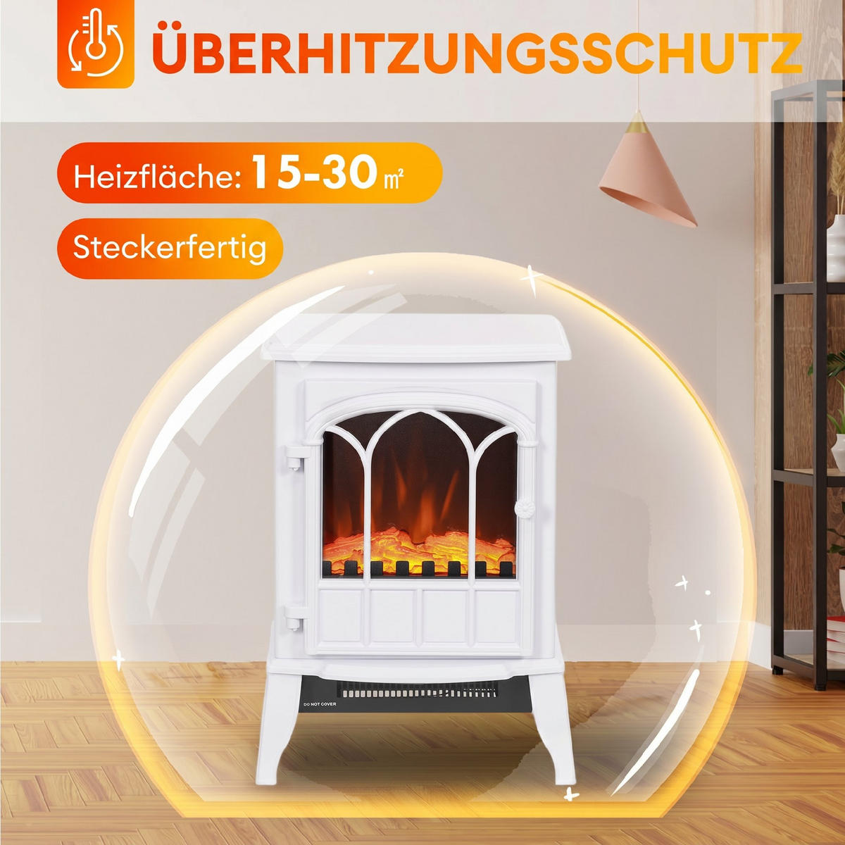 ELEKTROKAMIN Eisen Kunststoff Weiß - Weiß, Metall (23/56.5/39cm) - HOMCOM