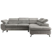 ECKSOFA PABLO L Hellgrau Velvet - Rechts Seite - Hellgrau/Schwarz, Textil/Metall (273/208cm) - MKS