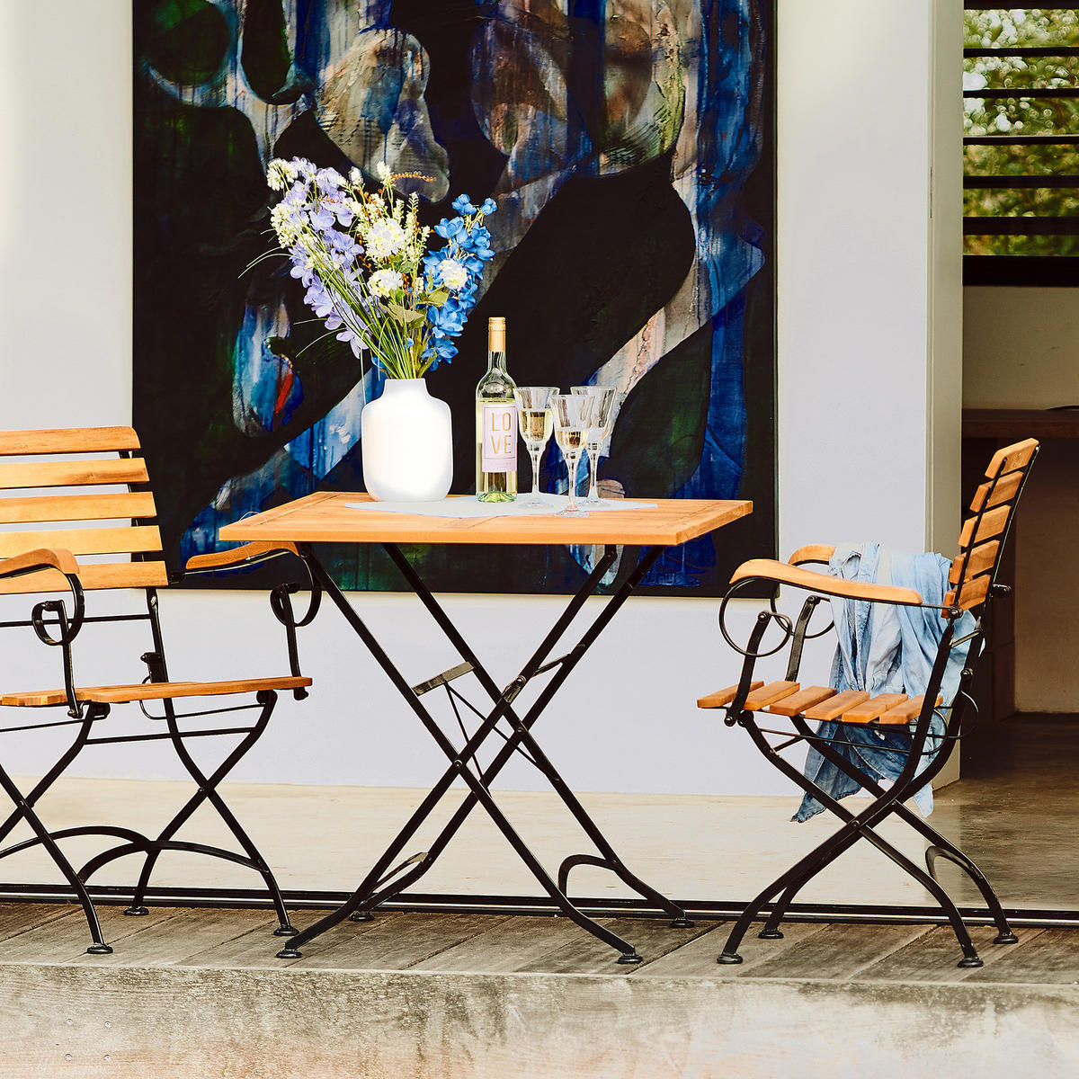 GARTENMÖBEL-SET (3-teilig) Parklife - Schwarz, Holz/Metall - BUTLERS