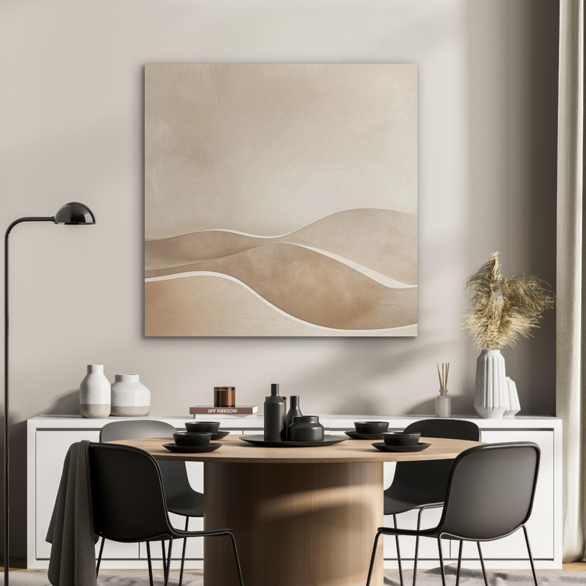 AKUSTIKPANEEL Beige - Natur - Abstrakt - Modern 90x90 cm - Beige, Textil (90/0.9/90cm) - MuchoWow