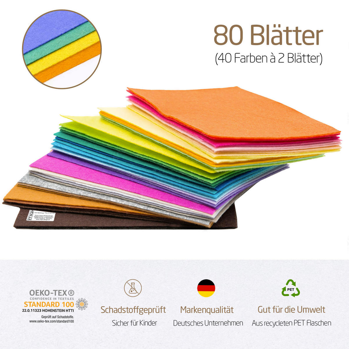 BASTELFILZ 80 Blatt - Gelb, Textil (30/30cm) - Miqio Design