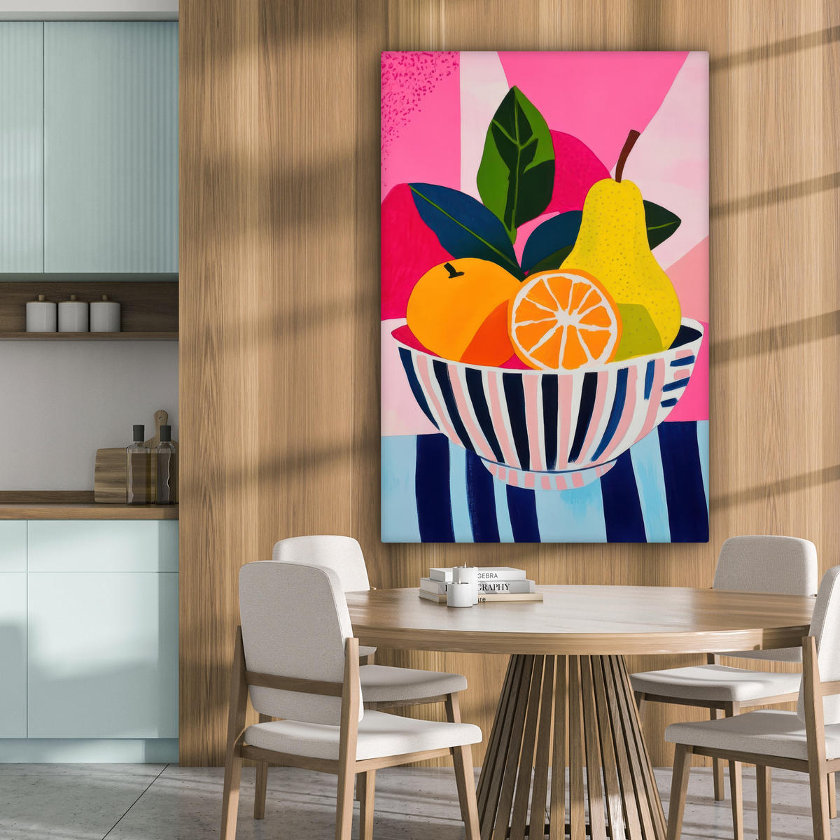 LEINWANDBILD Obst - Abstrakter Hintergrund - Rosa Deko Groß 90x140 cm - Pink, Textil (90/140cm) - MuchoWow