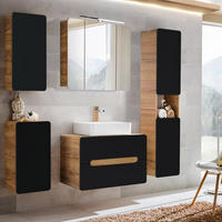 BADMÖBEL-SET 5-TLG. New-luton - Grau, Holzwerkstoff (180/200/46cm) - Lomado