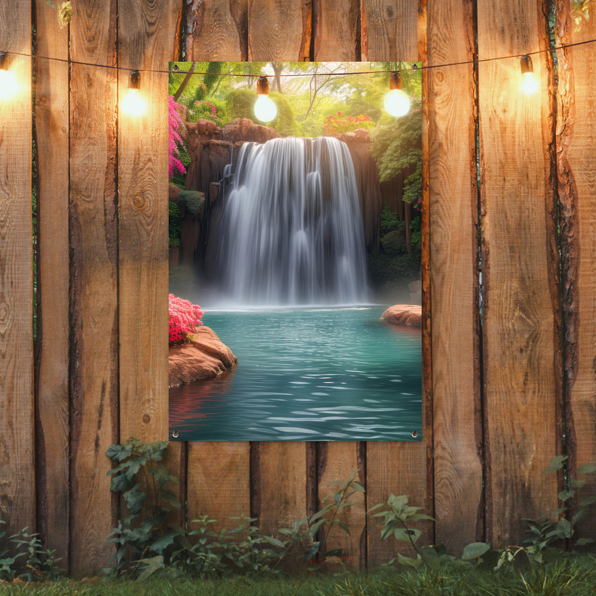 ZAHRADNÍ PLAKÁT Vodopád - Příroda - Rostliny - Džungle - Voda 80x120 cm - zelená barva, plast (80/120/0.2cm) - OnlyWow
