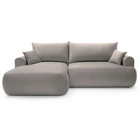 ROHOVÁ pohovka Ovo světle růžová s vodoodpudivým sametovým potahem - černá/světle šedá, textil/plast (260/165cm) - Selsey