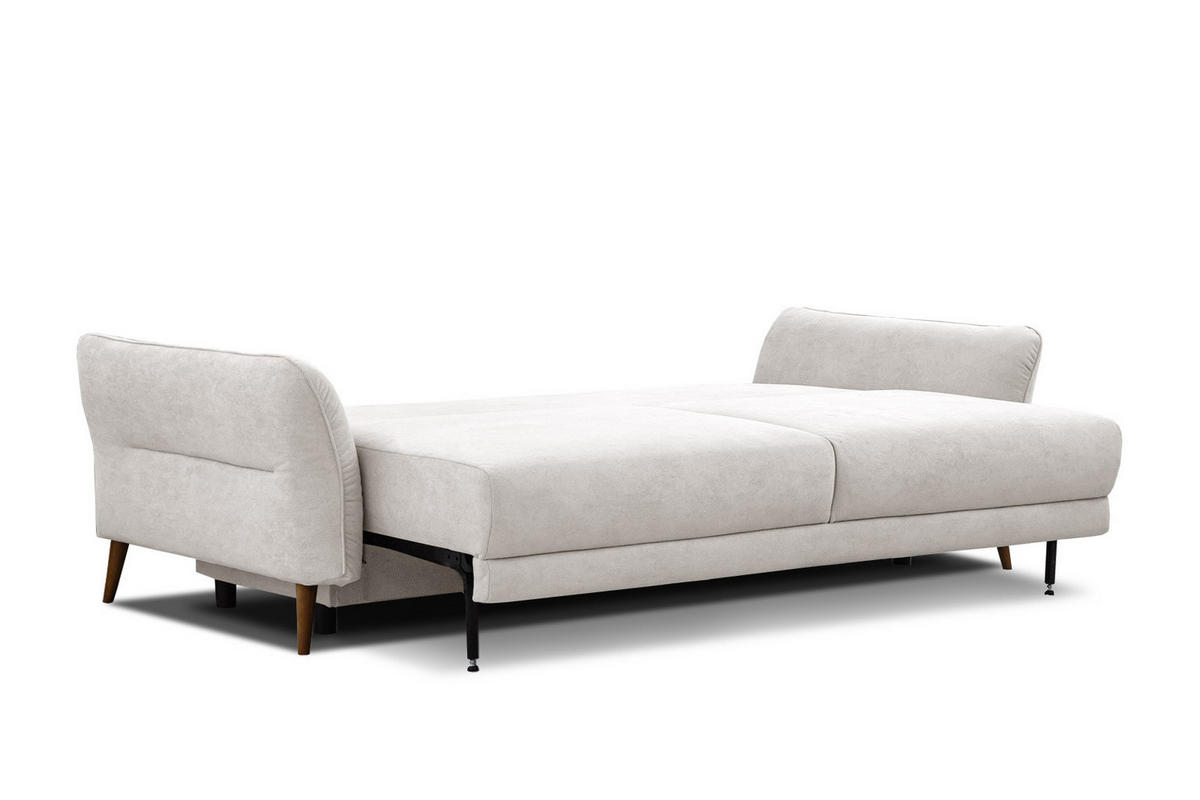 SOFA FIGARI 3-Sitzer mit Schlaffunktion, ecru - Ecru/Braun, Holz/Textil (232/90/107cm) - Courtois Laville