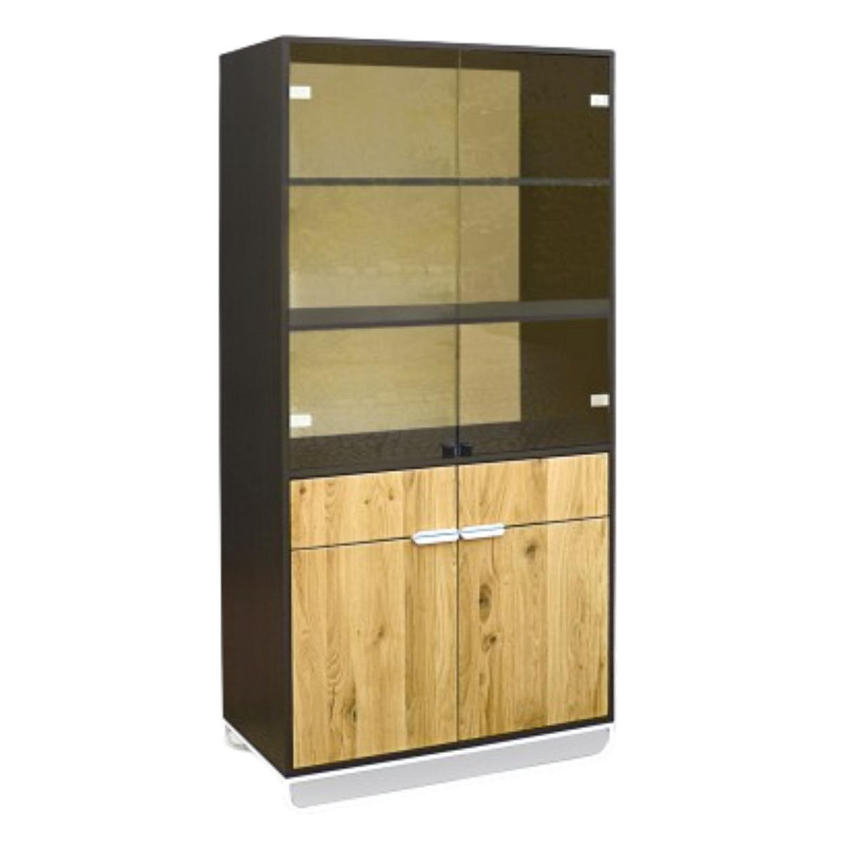 VITRINE aus Massiveichenholz mit Glas ins Wohnzimmer Arbeitzimmer DENIS - Eichefarben, Holz (90/190/50cm) - Rawood Furniture