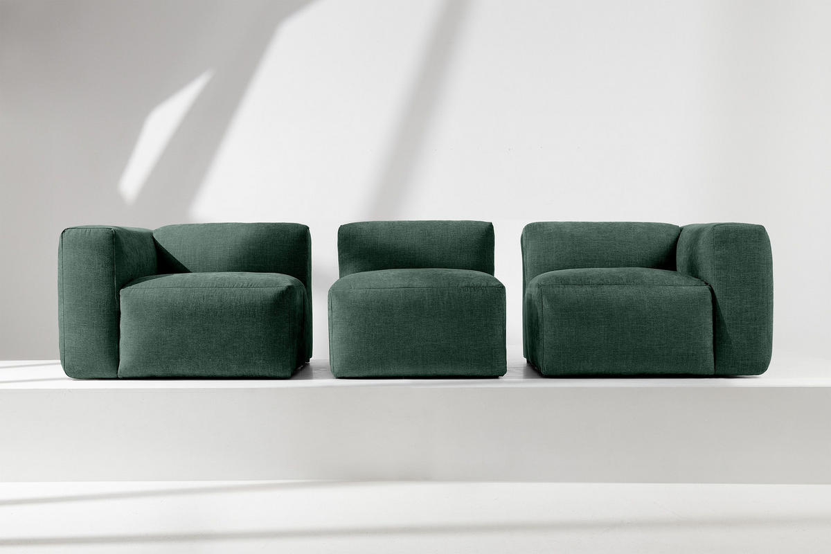 3-SITZER-MODULSOFA BUFFO mit extrem weicher und bequemer Sitzfläche, Gewebestoff, maritim - Grün, Textil (290/73/96cm) - KONSIMO®