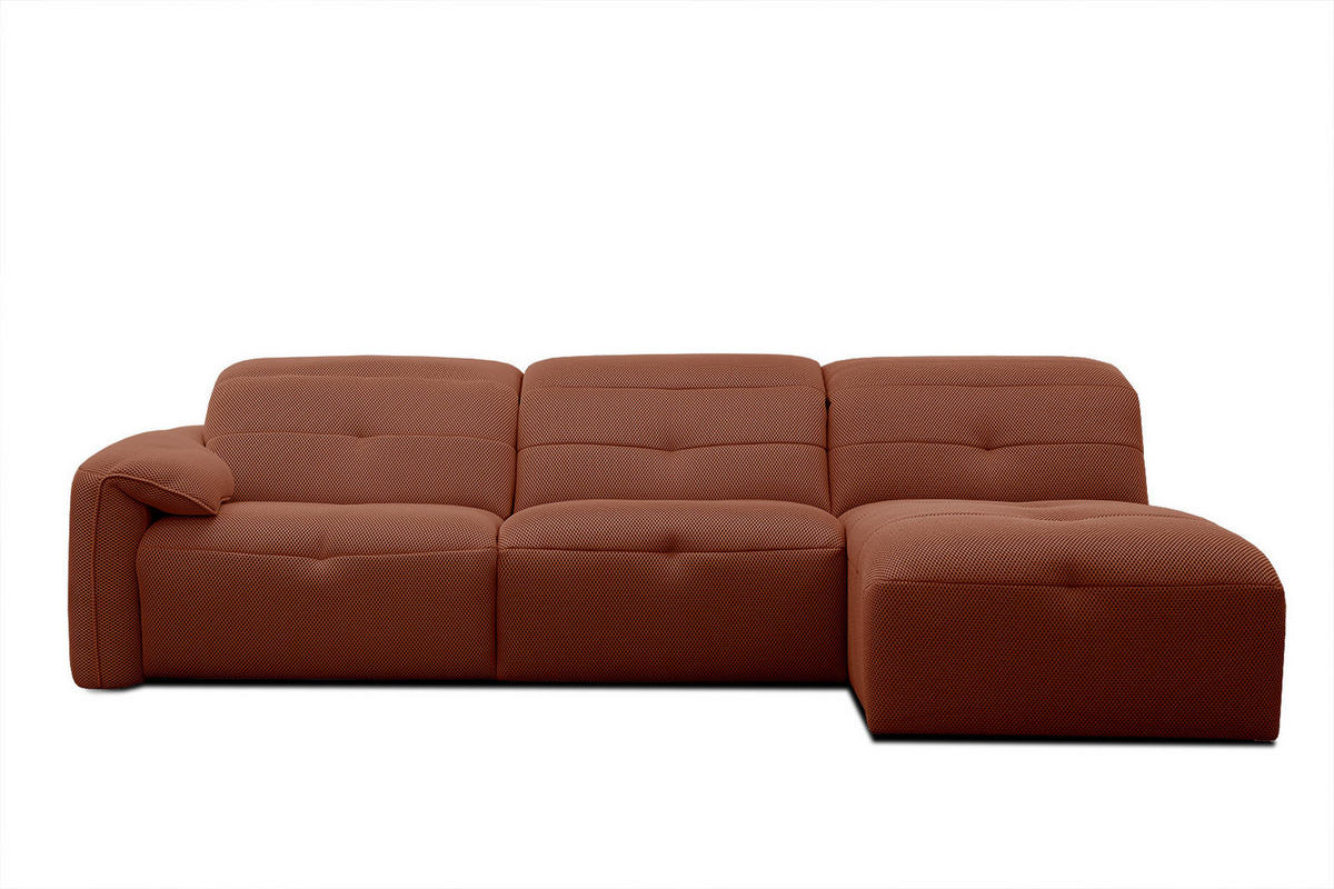 ECKSOFA TRENTO 4-Sitzer mit 1 Relaxfunktion, dunkelorange - Dunkelorange/Schwarz, Holzwerkstoff/Kunststoff (262/165cm) - Courtois Laville