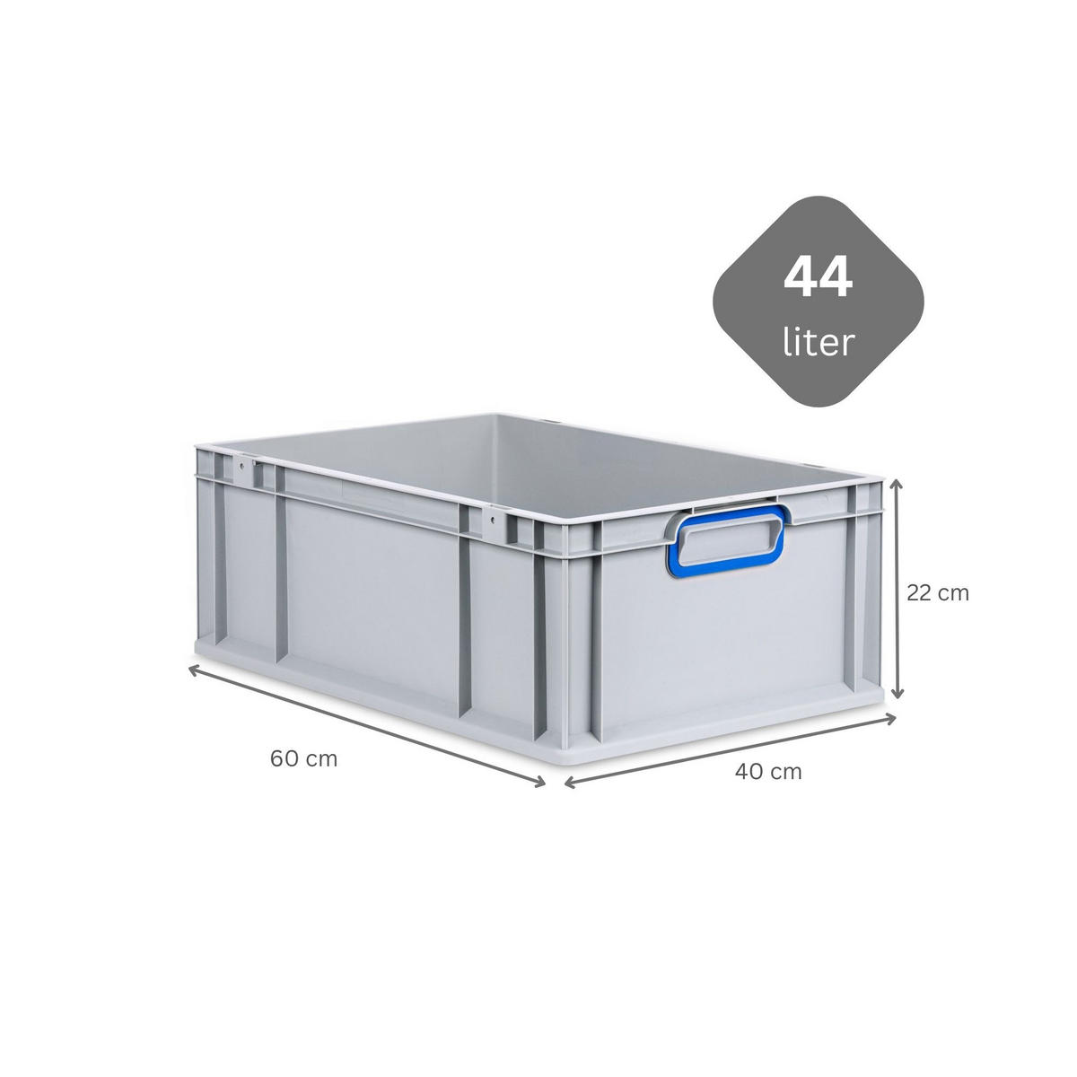 EUROBOX Nextgen Color 22x40x60cm 44 Liter Griffe Blau Geschlossen - Blau, Kunststoff (40/22/60cm) - PROREGAL