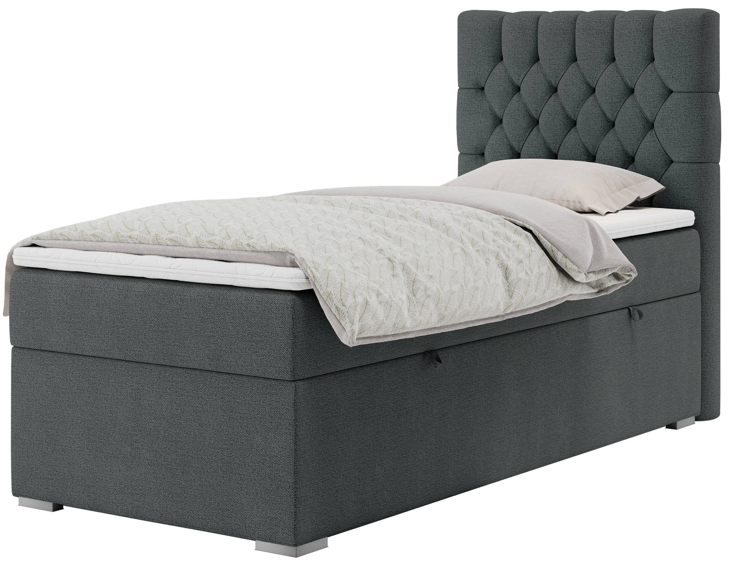 BOXBETT PERA 90/200 Dunkelgrau Struktur - H3 - Rechts Seite - Dunkelgrau, Holz/Textil (90/200cm) - MKS