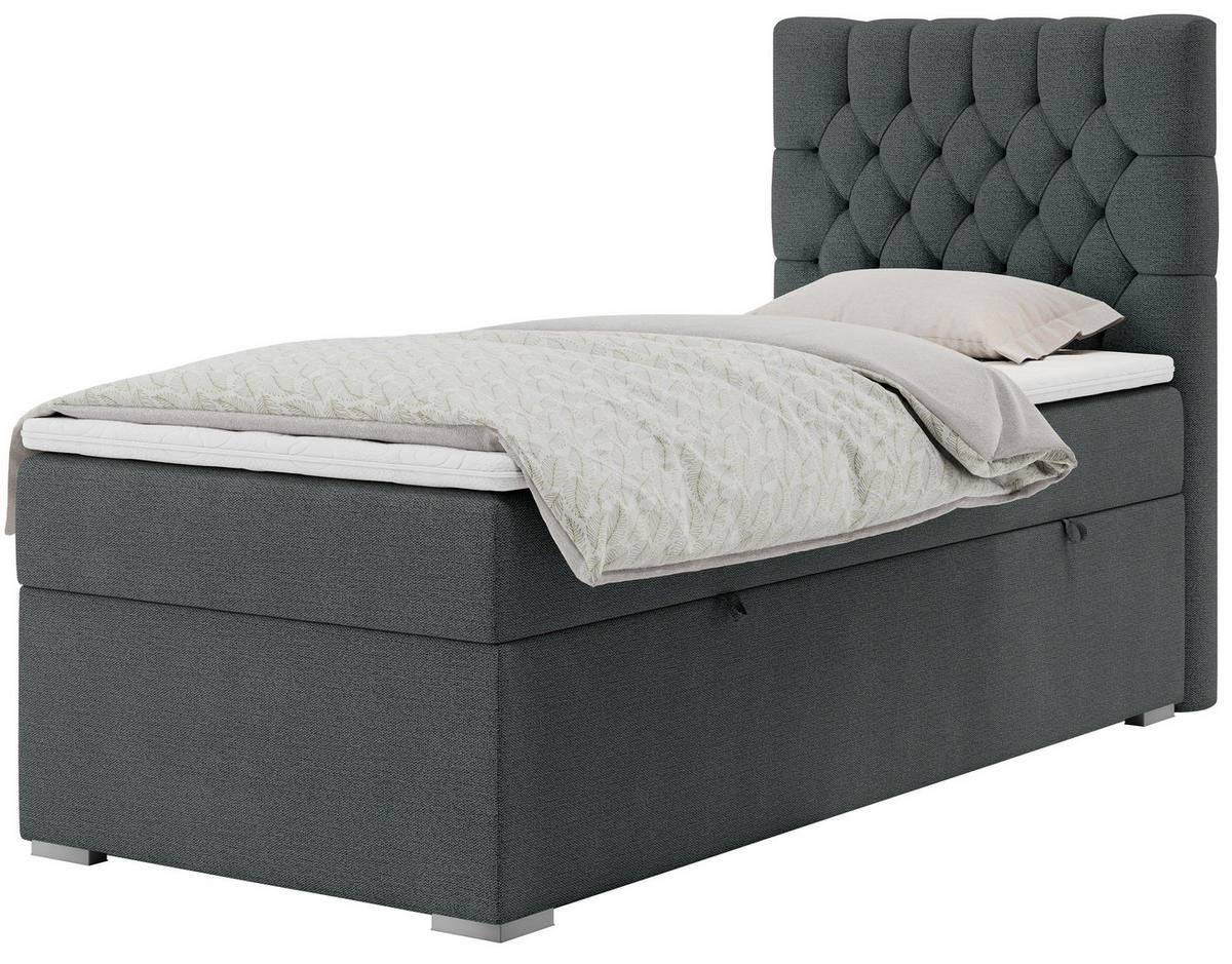 BOXBETT PERA 90/200 Dunkelgrau Struktur - H3 - Rechts Seite - Dunkelgrau, Holz/Textil (90/200cm) - MKS