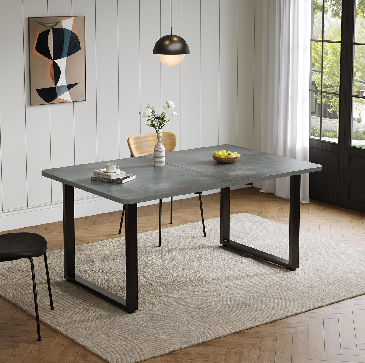 ESSTISCH aus MDF 220x90x75 cm Grau ausziehbar mit verstärkten Führungen und hoher Stabilität - Grau, Holzwerkstoff (220/90/75cm) - Modfu