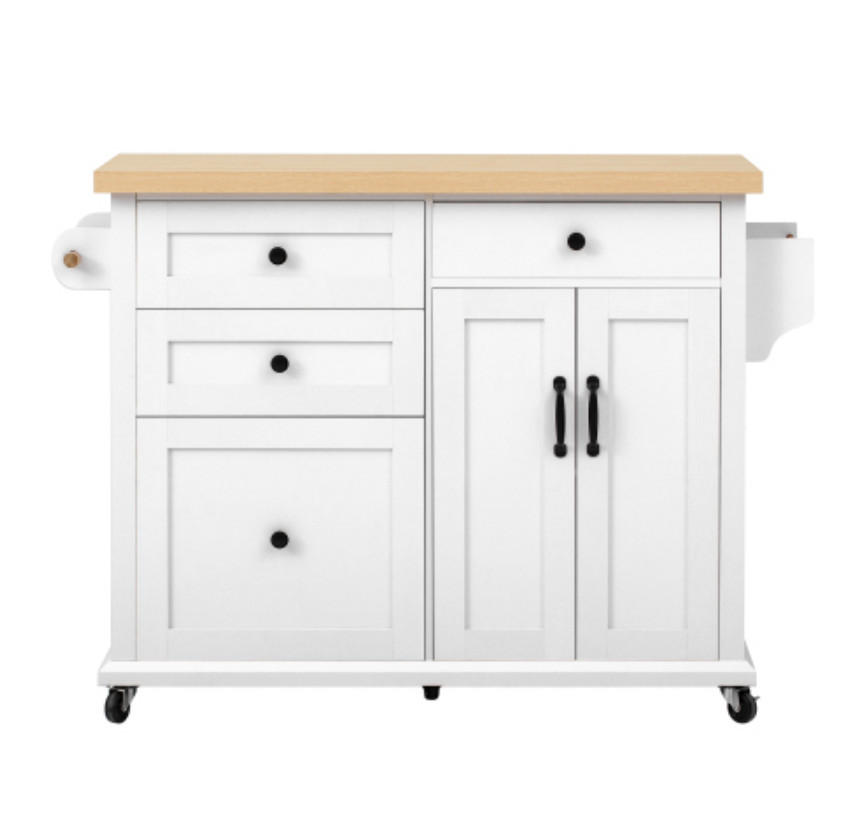 KÜCHENINSEL, mobil-teleskopierbar, multifunktionaler Stauraum, weiß - Weiß, Holzwerkstoff (53.49/18.77/121.11cm) - Vallsero