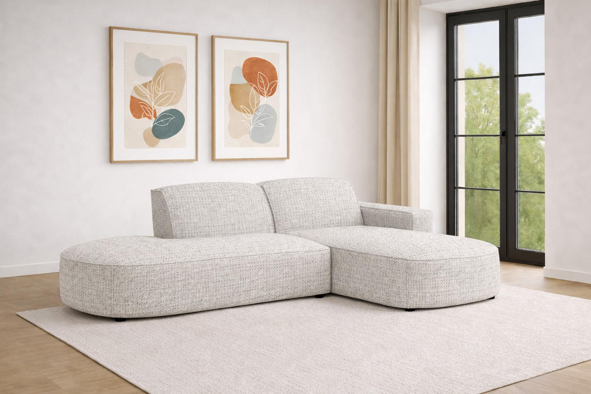 ECKSOFA Cursal Atelier, Stoff Artico, Nata, Rechts - Beige, Holz (284/166cm) - Kaiser Möbel
