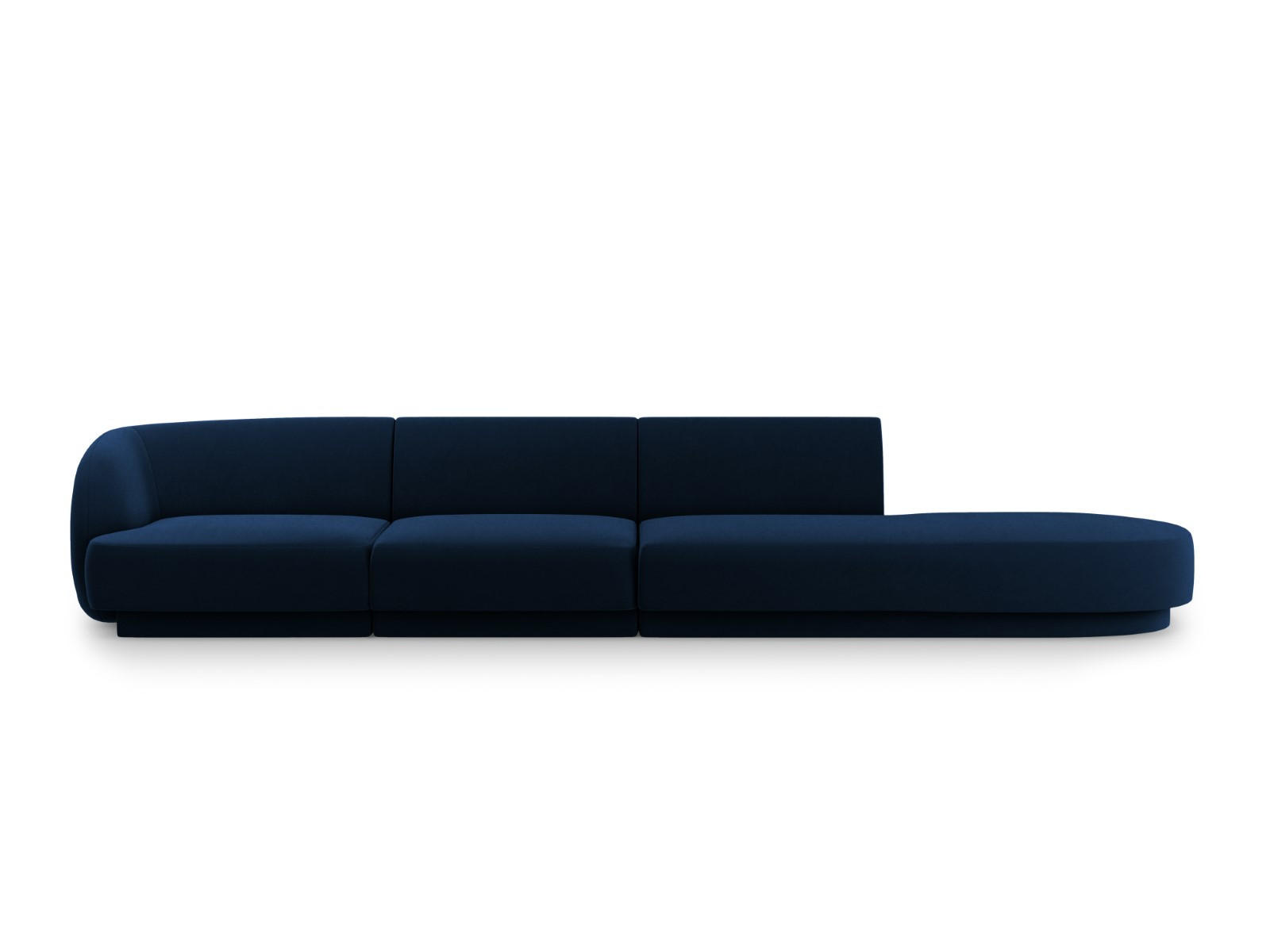 RECHTES-SOFA Miley aus Samt königsblau 4 Sitzplätze - Blau, Textil (90/70/323cm) - Micadoni