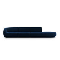 RECHTES-SOFA Miley aus Samt königsblau 4 Sitzplätze - Blau, Textil (90/70/323cm) - Micadoni