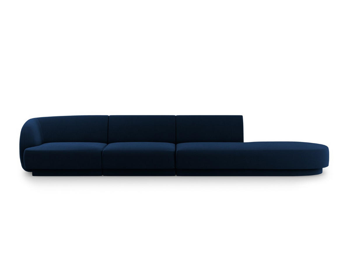 RECHTES-SOFA Miley aus Samt königsblau 4 Sitzplätze - Blau, Textil (90/70/323cm) - Micadoni