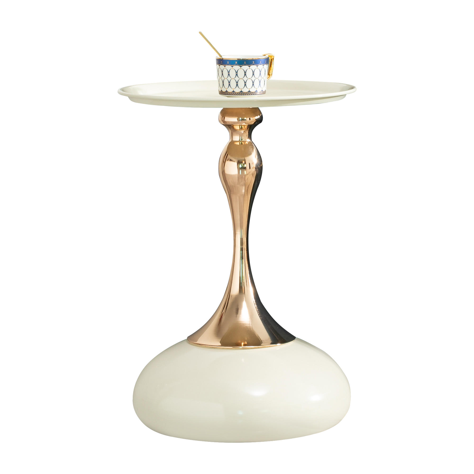 BEISTELLTISCH Weiß-Gold 38/38/54 cm - Weiß, Metall (38/38/54cm) - PANGIVO