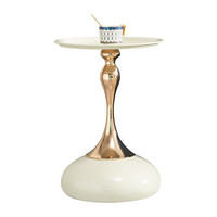 BEISTELLTISCH Weiß-Gold 38/38/54 cm - Weiß, Metall (38/38/54cm) - PANGIVO