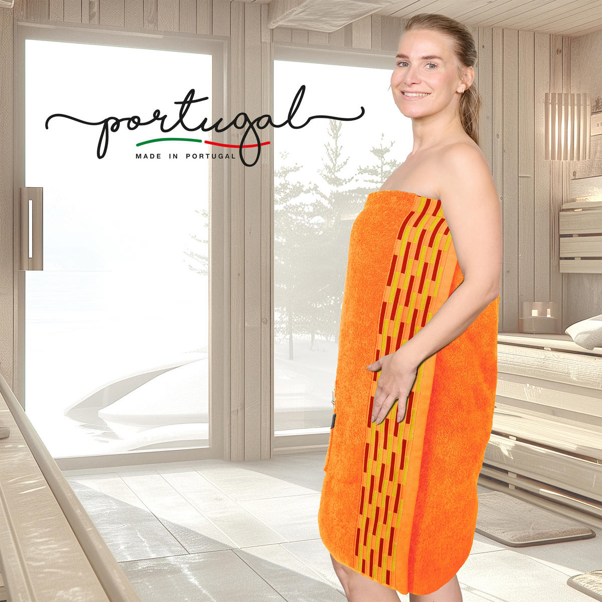 SAUNAKILT Dame Lugano Orange - Orange, Textil (150/75cm) - Lashuma