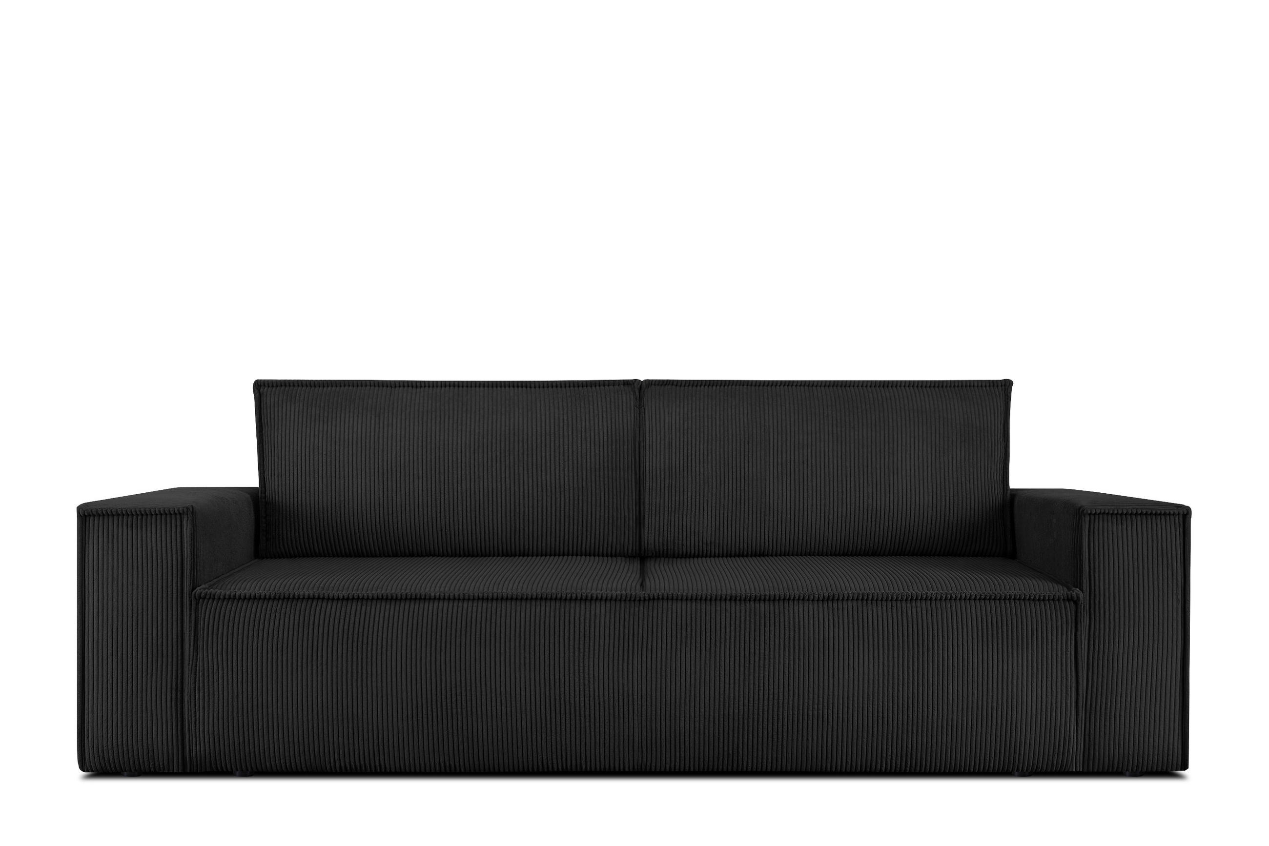 3-SITZER-SCHLAFSOFA NAPI in Pet Friendly Cord-Stoff, Schwarz - Schwarz, Textil (244/89/101cm) - KONSIMO®