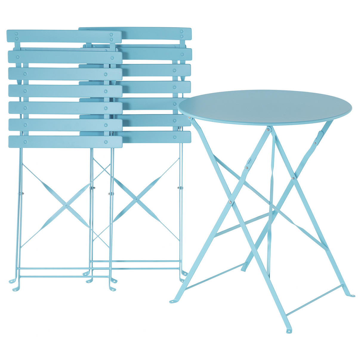 BALKONSET 2-Sitzer blau zusammenklappbar Fiori - Blau, Metall - Beliani