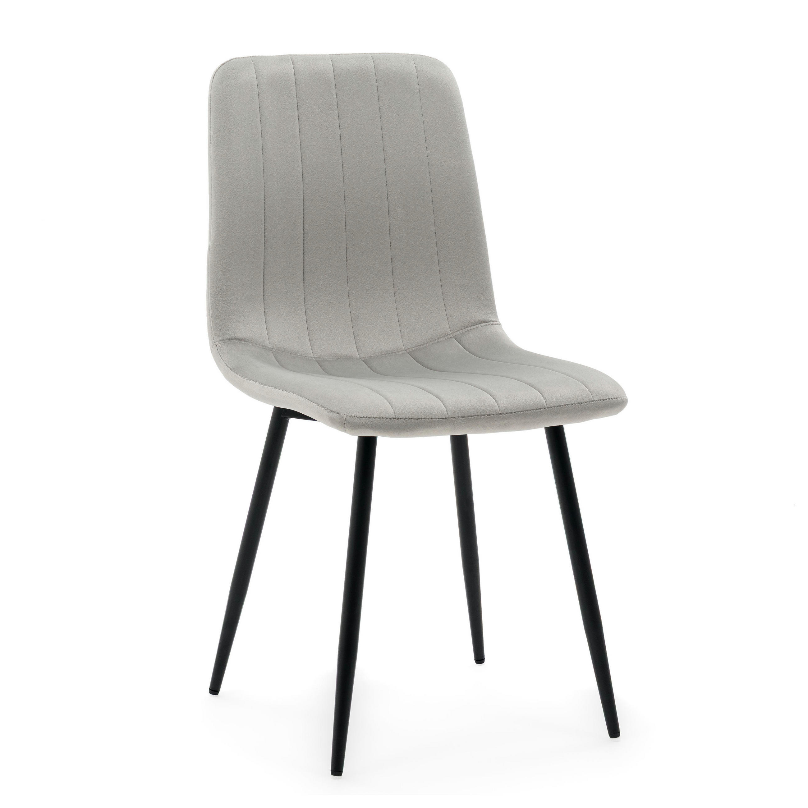 STUHL GELA gepolstert mit Steppung - hellgrau - Samt Velours - Hellgrau/Schwarz, Textil/Metall (45/89/53cm) - NEW HOME