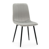 STUHL GELA gepolstert mit Steppung - hellgrau - Samt Velours - Hellgrau/Schwarz, Textil/Metall (45/89/53cm) - NEW HOME