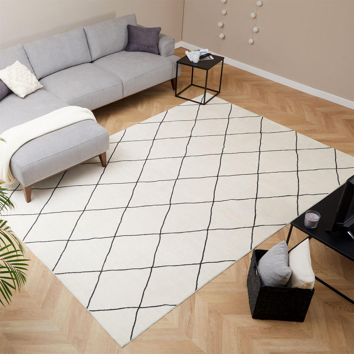 TEPPICH RHOMB - Creme, Textil (200/300cm) - IDIMEX