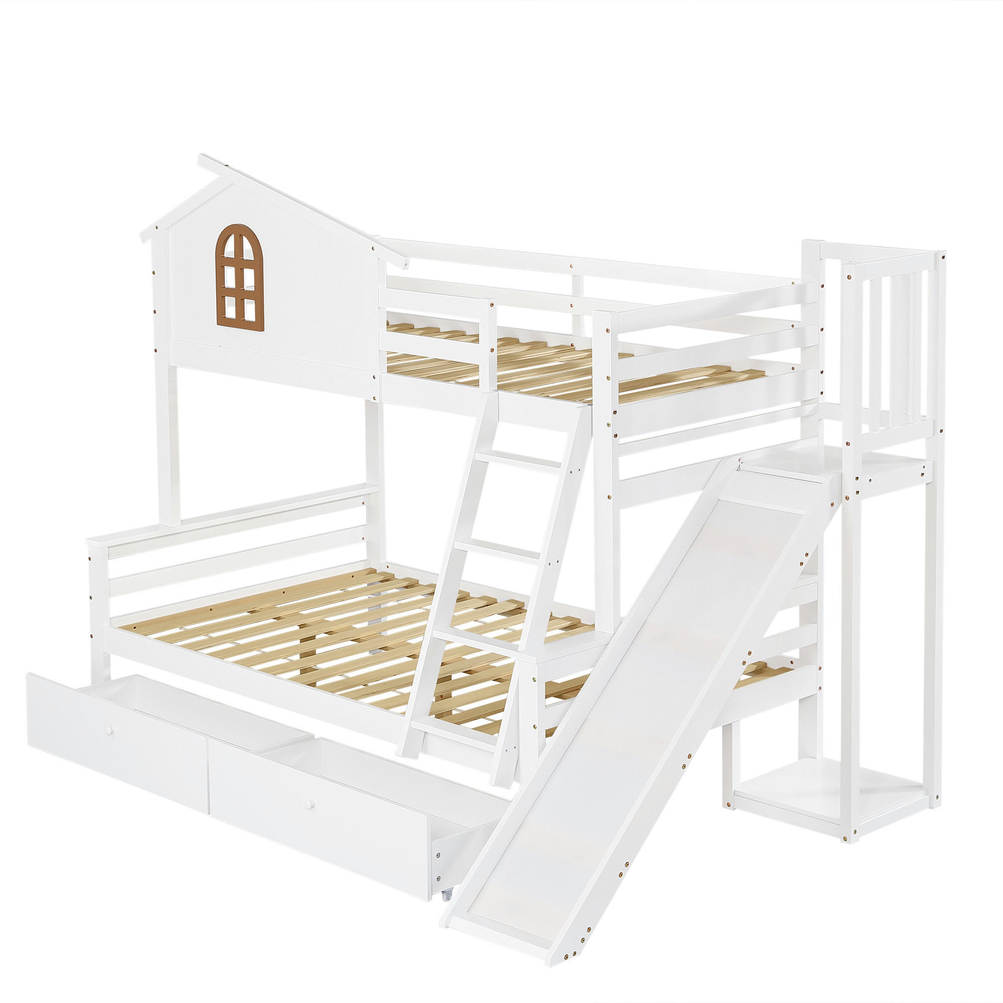 ETAGENBETT Treppe Weiß - Weiß, Holz (90/200cm) - ComfortXL