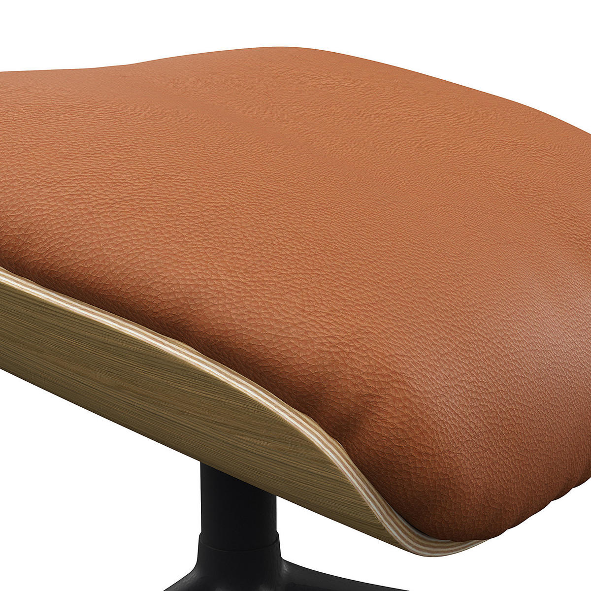 POLSTERHOCKER - Echtleder - Kastanienfarben/Schwarz, Leder/Holz (49/39/44cm) - home24