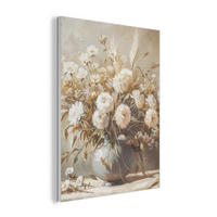 AKUSTIKPANEEL Blumen - Vase - Stilleben - Beige 60x80 cm - Creme, Textil (60/0.9/80cm) - MuchoWow