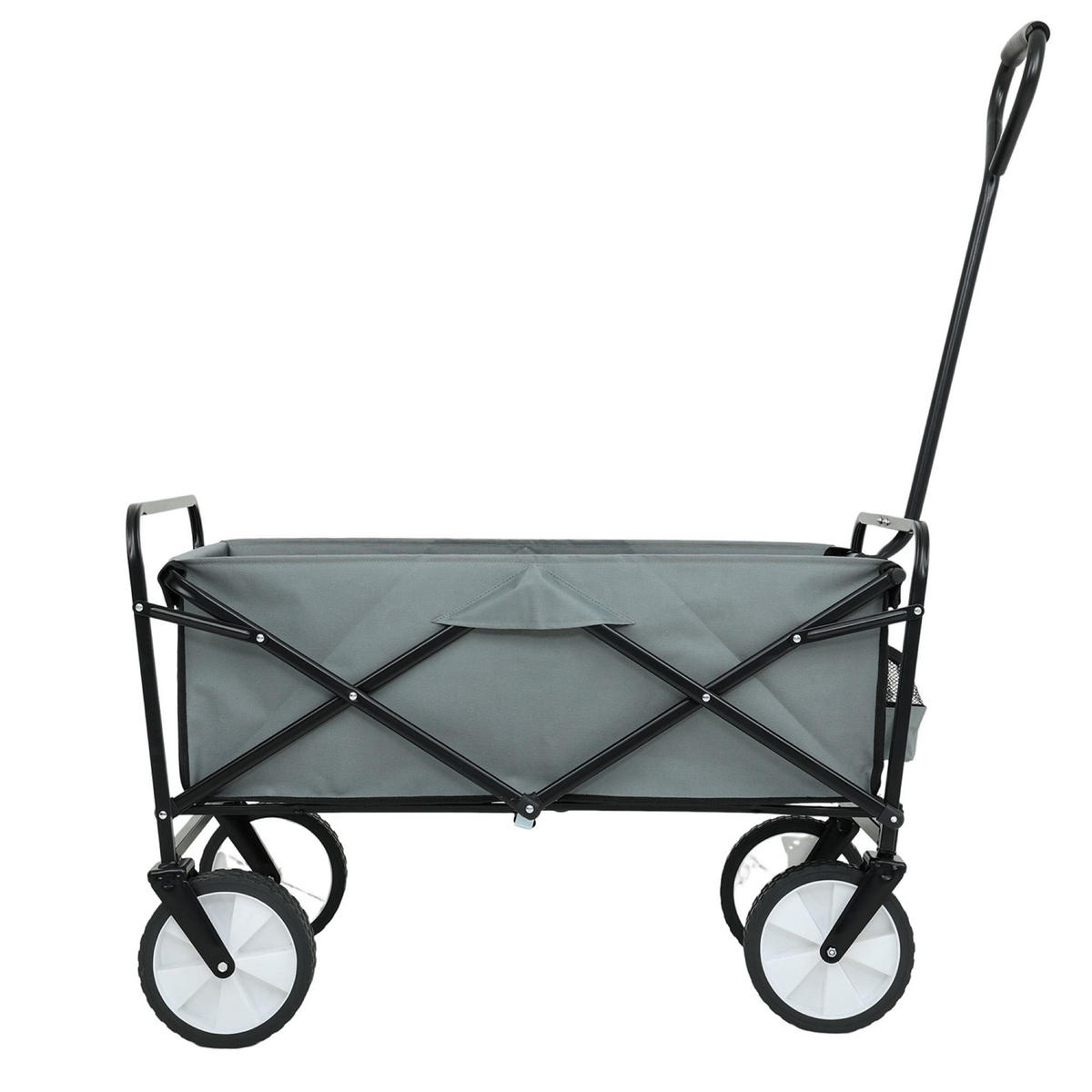 CĂRUCIOR DIN LEMN TIP VAGON, se poate strânge, cu capacitate de încărcare de 110 kg - gri, material textil (50/59/50cm) - RAUMHIRSCH FURNITURE