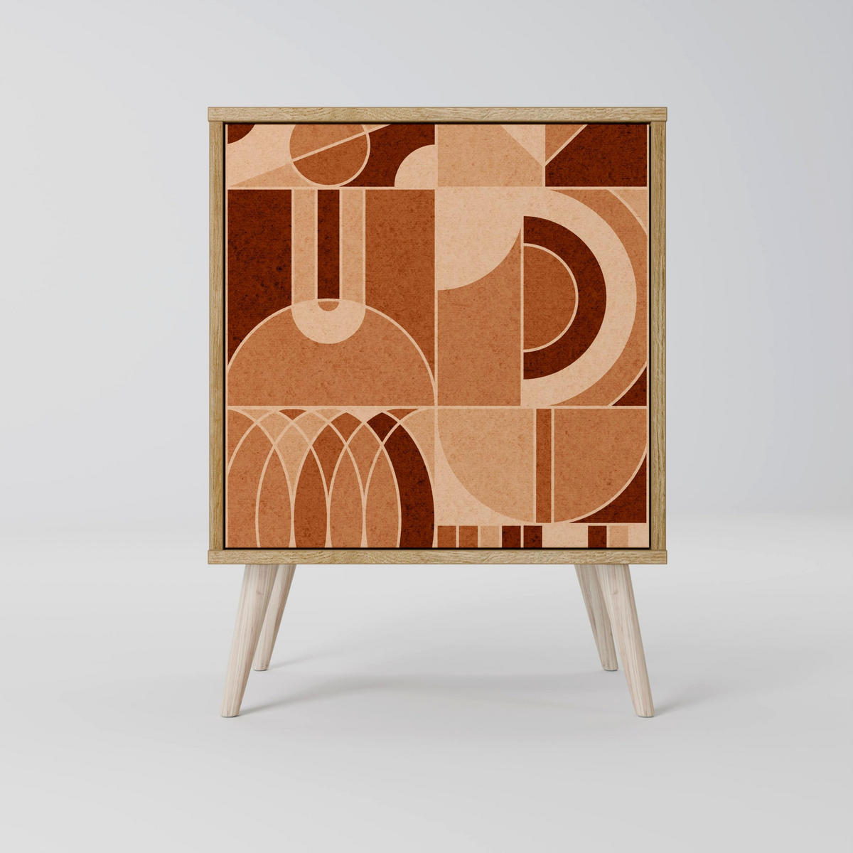 SIDEBOARD PRISM MOSAIC, Grau, 57,5x42x77,5 cm, Schräge Buchenholzfüße - Buchefarben/Multicolor, Holzwerkstoff/Buchenholz (57.5/77.5/42cm) - SpaceRebels