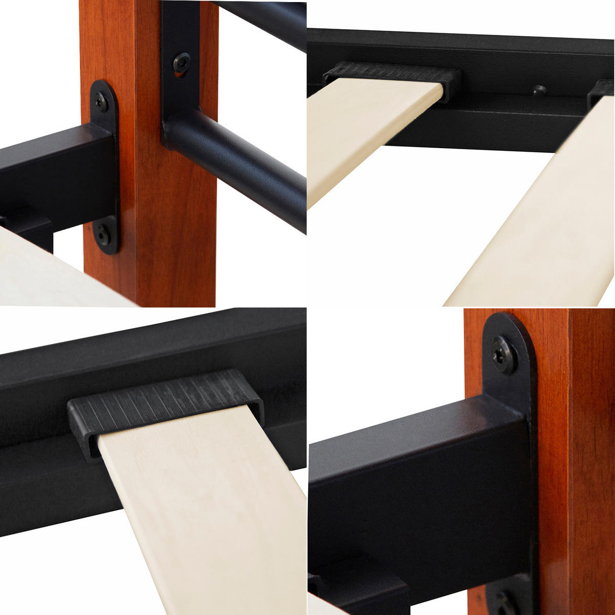 METALLBETT 90/200 cm Schwarz Braun - Schwarz/Braun, Holz/Metall (90/200cm) - Homestyle4u