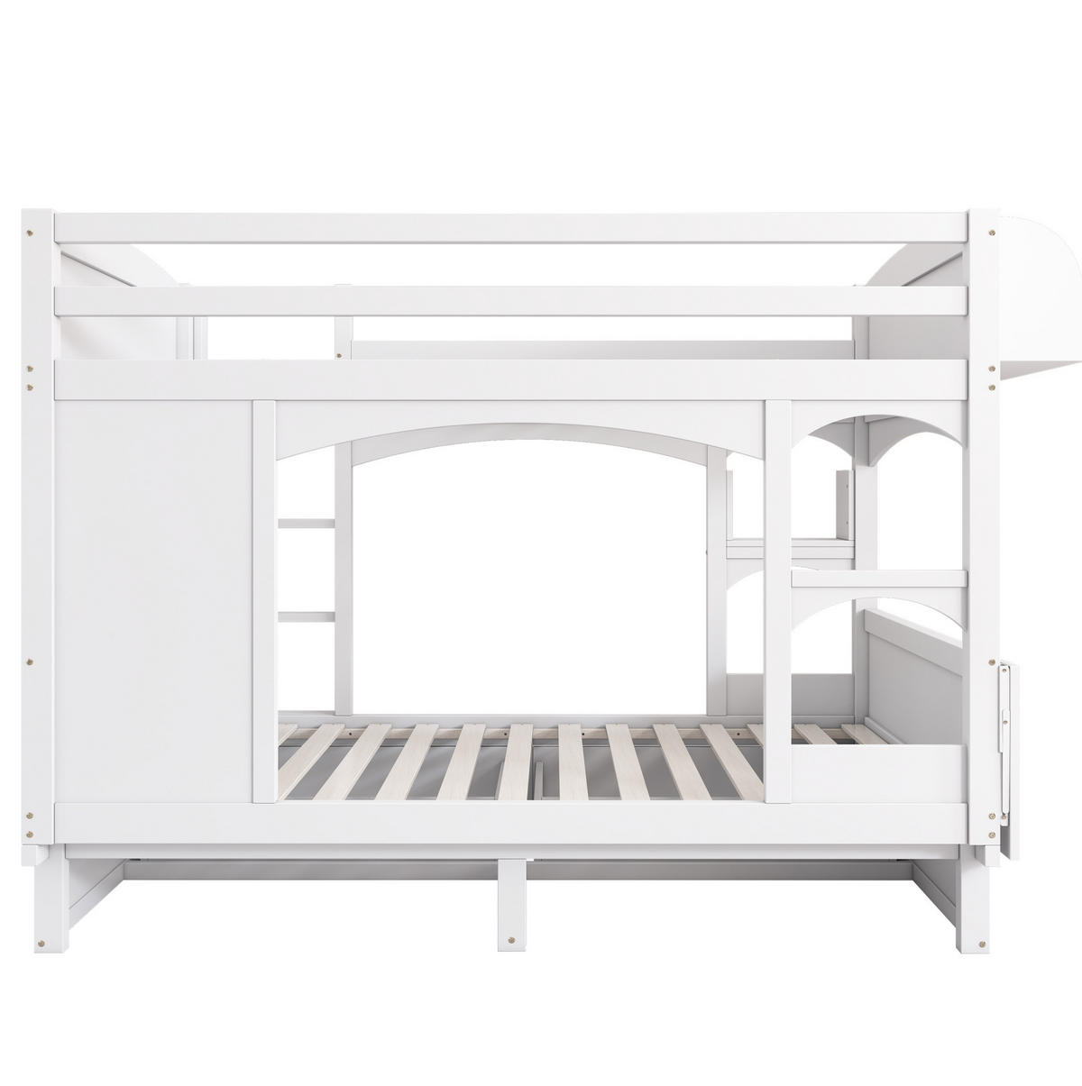 ETAGENBETT Kinderbett 90/200 cm aus Massivholz mit klappbarem Schreibtisch Weiß - Weiß, Holz (90/200cm) - Modenvie