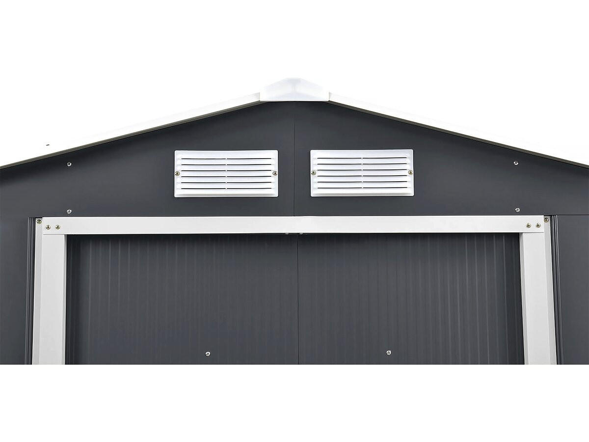 GERÄTESCHUPPEN AUS METALL Vegas mit Solarpanel Grau - Grau, Metall (446/210/340cm) - Habitat Garten