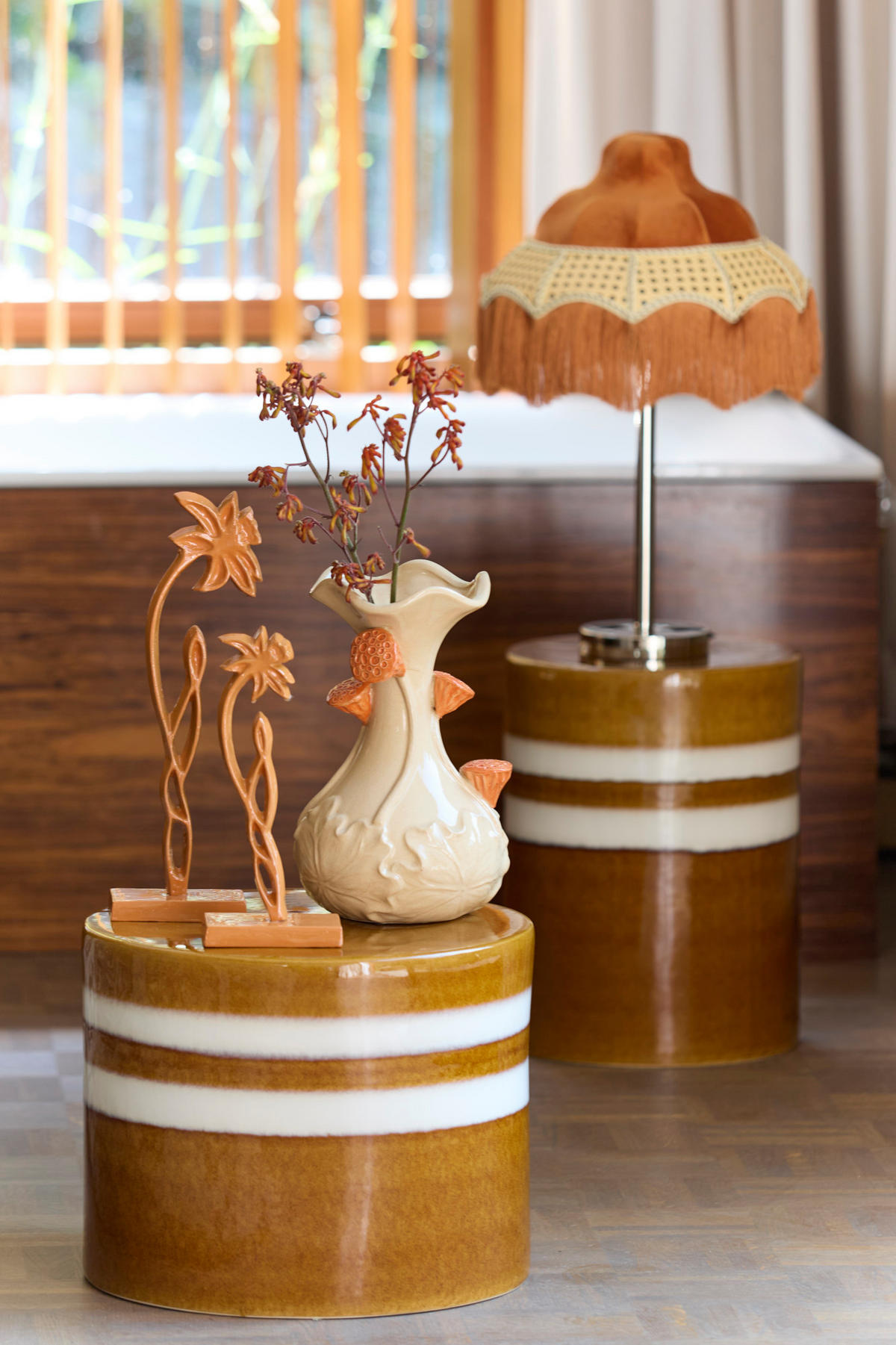 BEISTELLTISCH Mooca Braun Ø33/44 cm - Braun, Keramik (33/33/44cm) - Light & Living