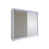 SCHWEBETÜRENSCHRANK Talin I, mit RGB LED Beleuchtung - Beige/Silberfarben, Holzwerkstoff/Metall (180/215/58cm) - MIRJAN24
