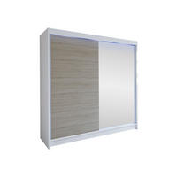 SCHWEBETÜRENSCHRANK Talin I, mit RGB LED Beleuchtung - Beige/Silberfarben, Holzwerkstoff/Metall (180/215/58cm) - MIRJAN24