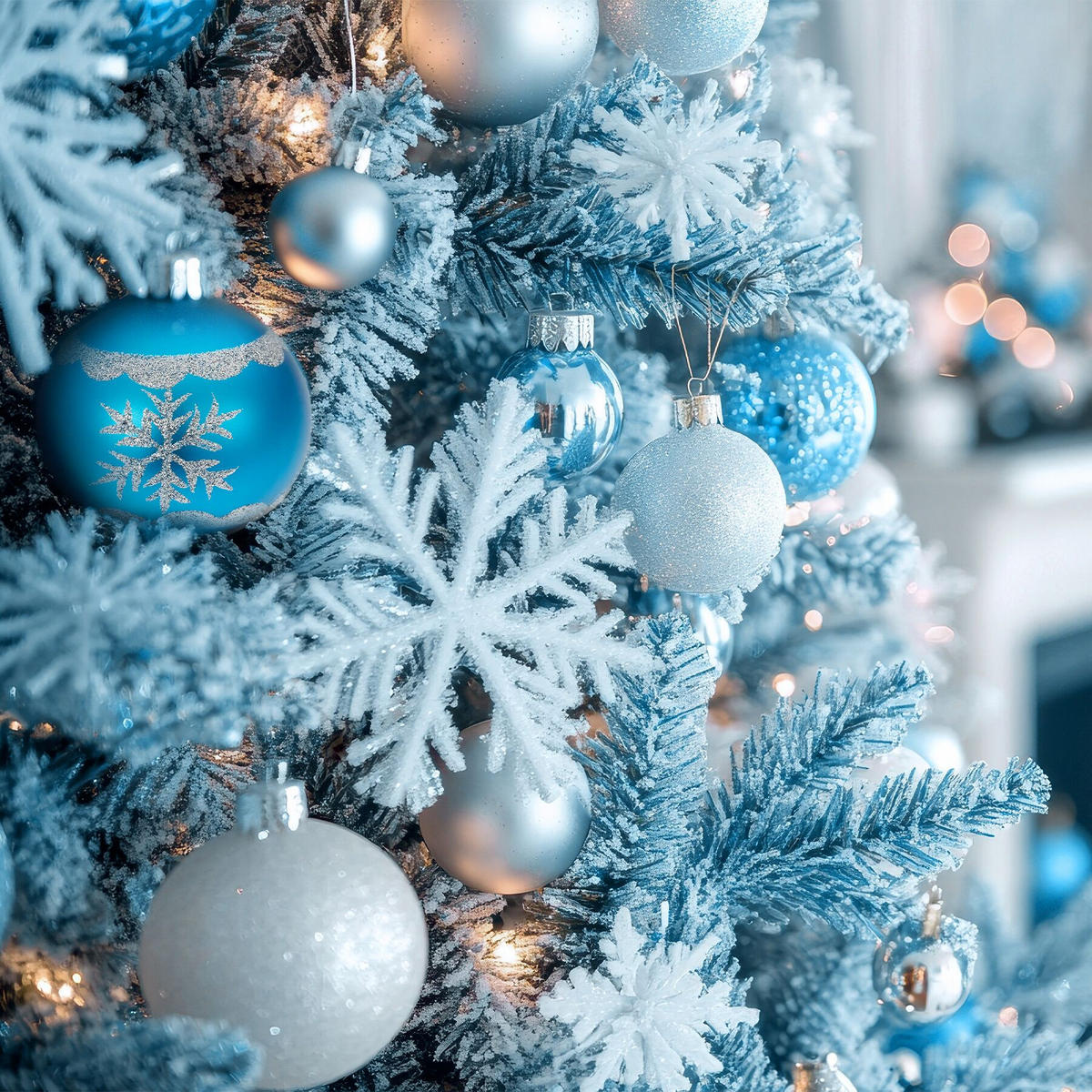 WEIHNACHTSKUGELN ,Durchmesser 6 cm,silber/blau - Blau/Silberfarben, Textil (6/6/6cm) - tectake