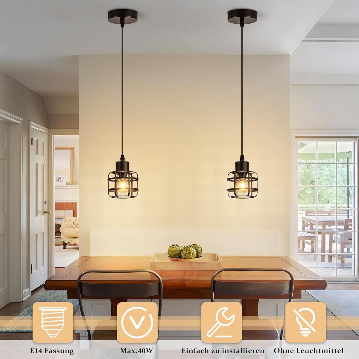 PENDELLEUCHTE ATTENDORN Ⅲ 10/10/140 cm - Schwarz, Metall (10/10/140cm) - Nettlife