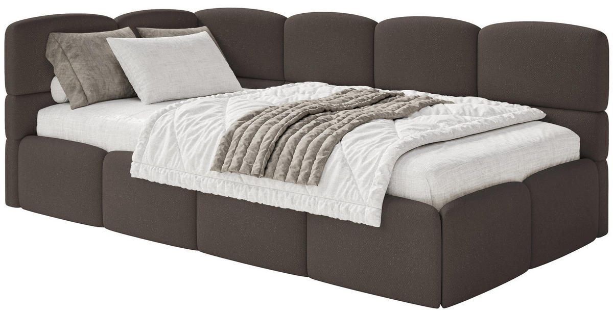 JUGENDBETT Cloudy Braun 120 cm, Chenille - Schwarz/Braun, Kunststoff/Textil (120/200cm) - Selsey